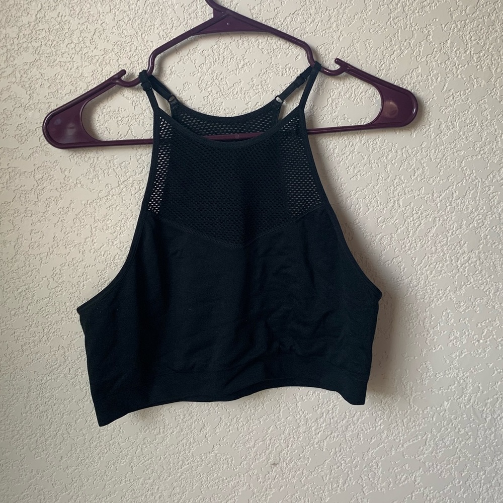 Mesh black sports bra